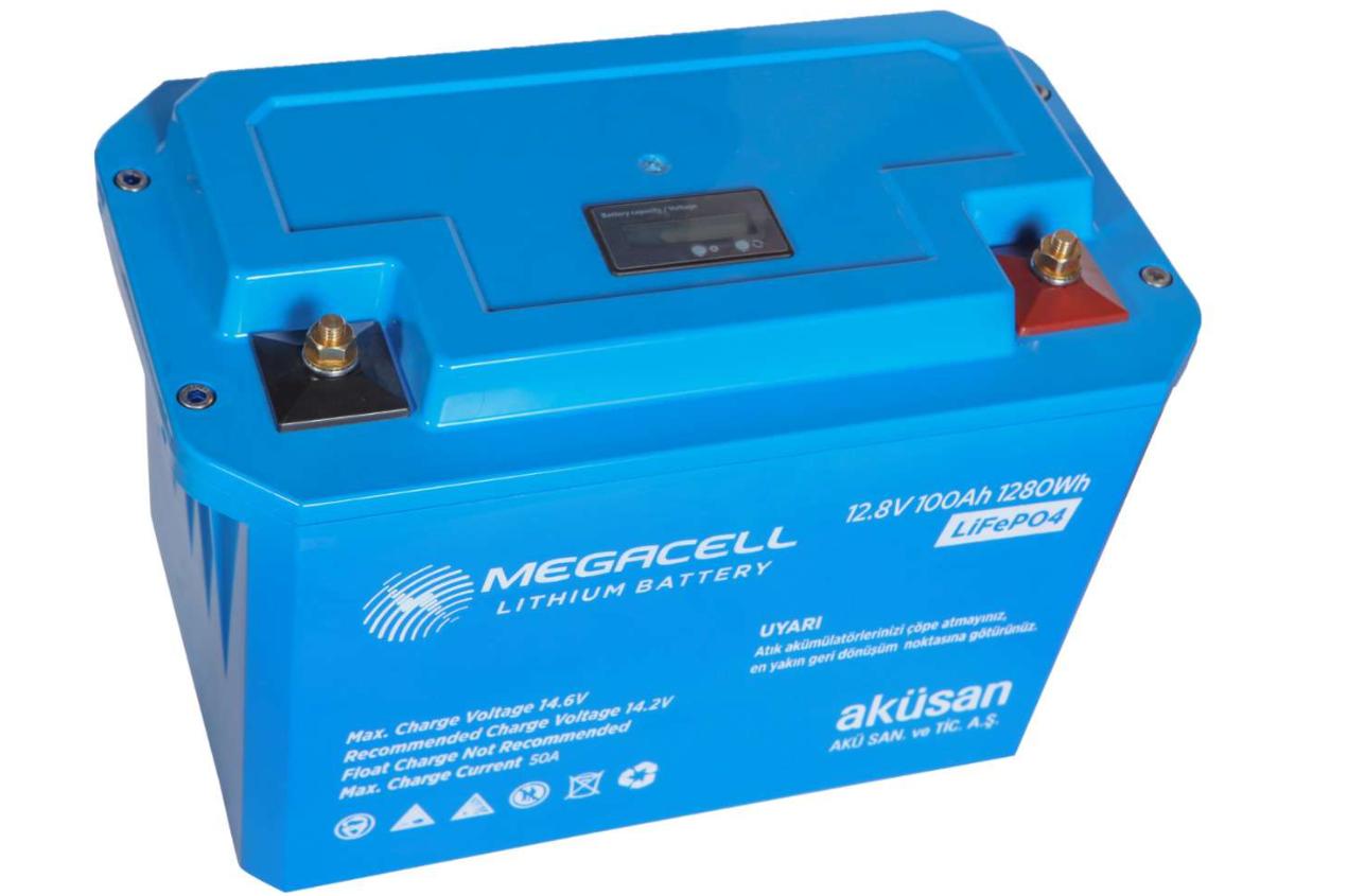 megacell 12.8 volt 100 amper Lityum / LifePo4 Akü