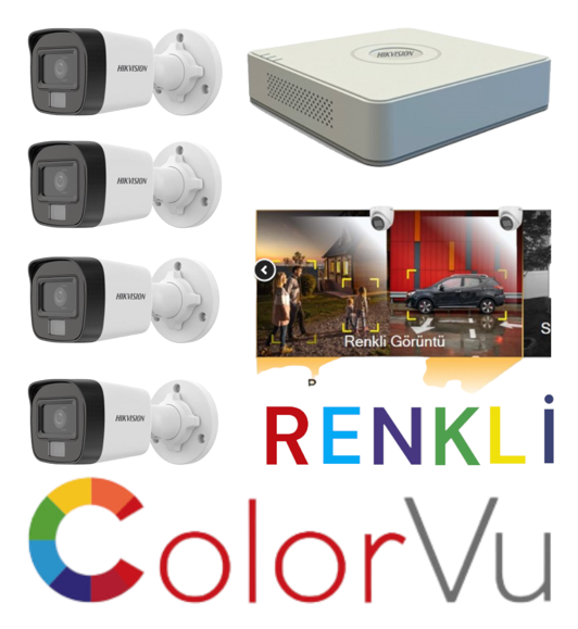 Hikvision Colorvu 7/24 Renkli 4’lü Kamera Seti