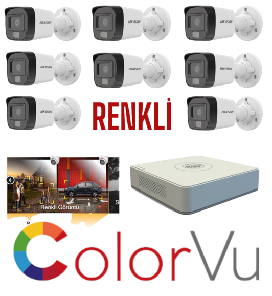 Hikvision Colorvu 7/24 Renkli 8’li Kamera Seti