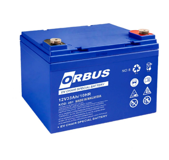 Orbus 12V 33 Ah Engelli Araç Aküsü