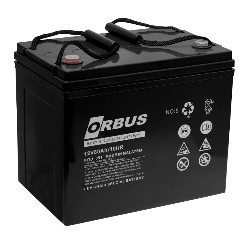 Orbus 12V 80 Ah Engelli Araç Aküsü