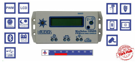 Hevensis Mini Solar şarj kontrol cihazı 20ADS 12/24V 10A