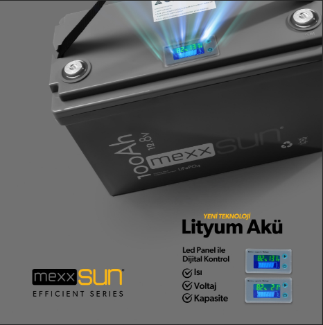 MEXXSUN Lityum Akü 12,8V 100Ah (LiFePo4) 1280Wh