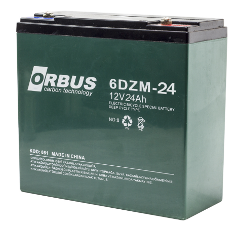 Orbus 12volt- 24 amper elektrikli bisiklet aküsü