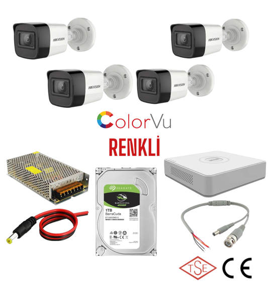 Hikvision Colorvu 7/24 Renkli 4’lü Kamera Seti