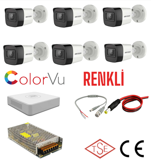 Hikvision Colorvu 7/24 Renkli 6’lı Kamera Seti