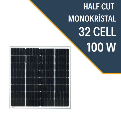 100W Half Cut Monokristal Güneş Paneli