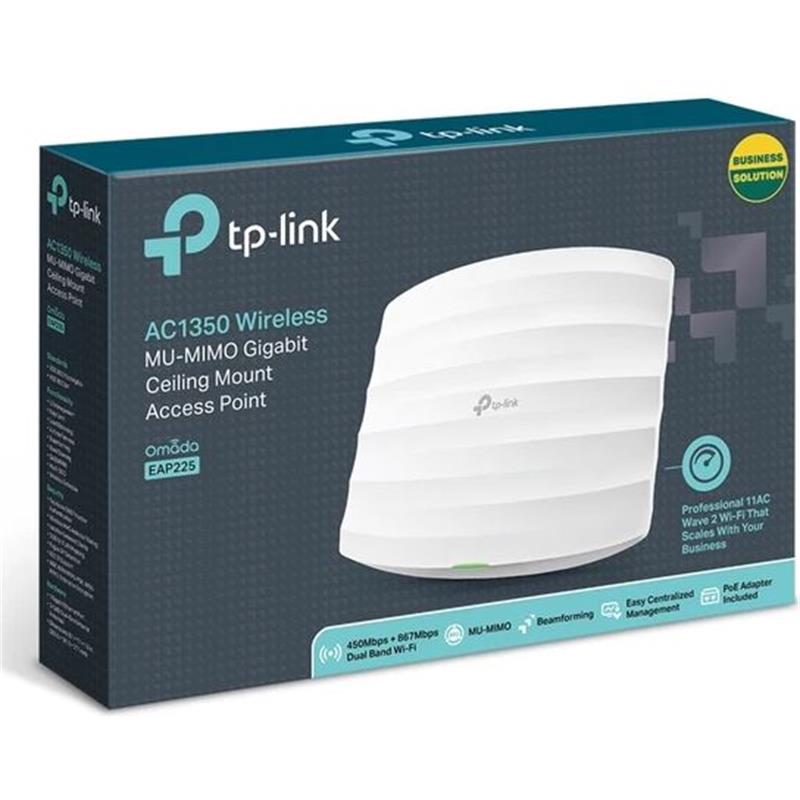 Tp Link EAP225 AC1350 Dual Band Wifi 1XGBIT RJ45 450MBPS/2.4GHZ/867MBPS/5GHZ Access Point (Adaptörlü)