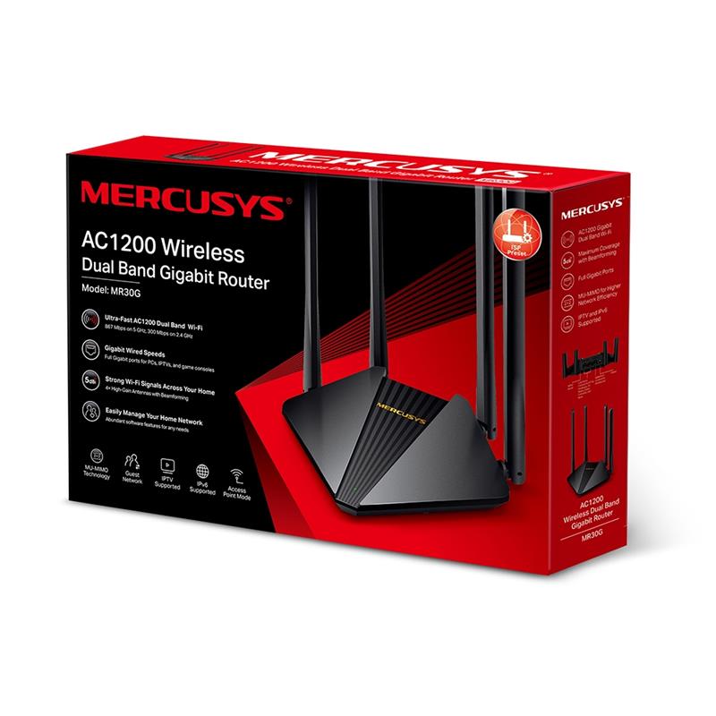 Tp link Mercusys MR30G AC1200 867/5GHZ 300/2.4GHZ Dual Band Kablosuz Gigabit RouterT