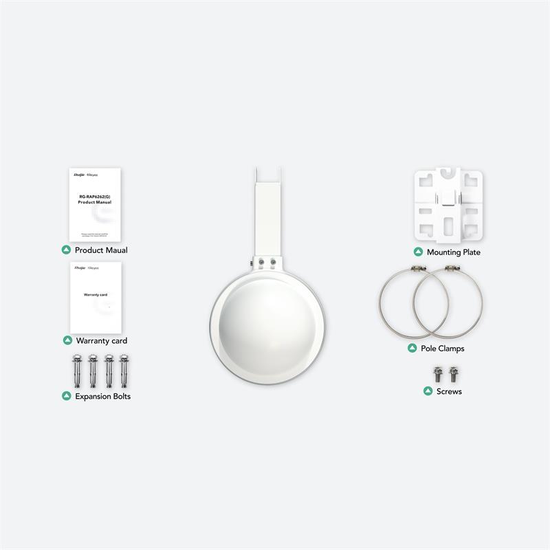 RUIJIE REYEE RG-RAP6262(G) 2.4/5GHZ 2X2 MU-MIMO WIFI6 1775MBPS POE DIS ORTAM ACCESS POINT(ADAPTÖRSÜZ)