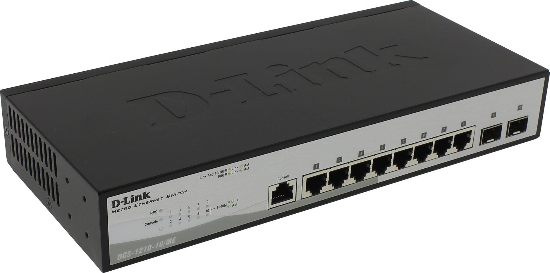 D-LINK DGS-1210-10/ME/B1A 8 Port Gigabit + 2X1GB SFP Up link L2 Yönetilebilir Rackmount Switch