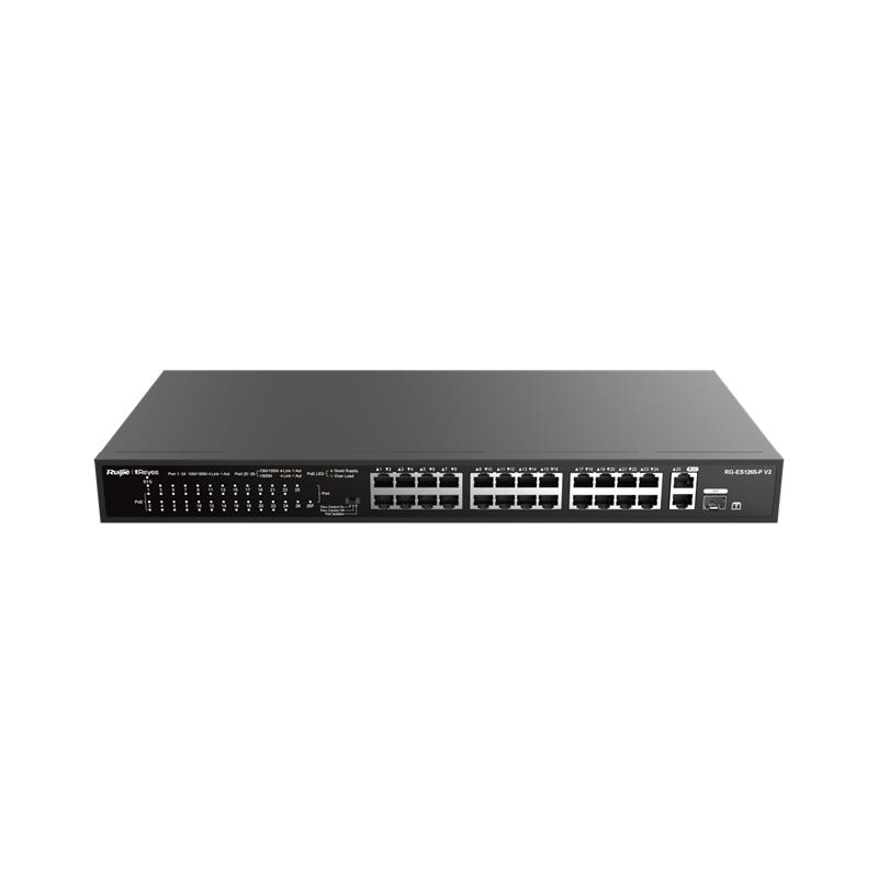 Ruijie Reyee RG-ES126S-P V2 24 10/100+2X1GB SFP Up link 370W Poe Rackmount Switch