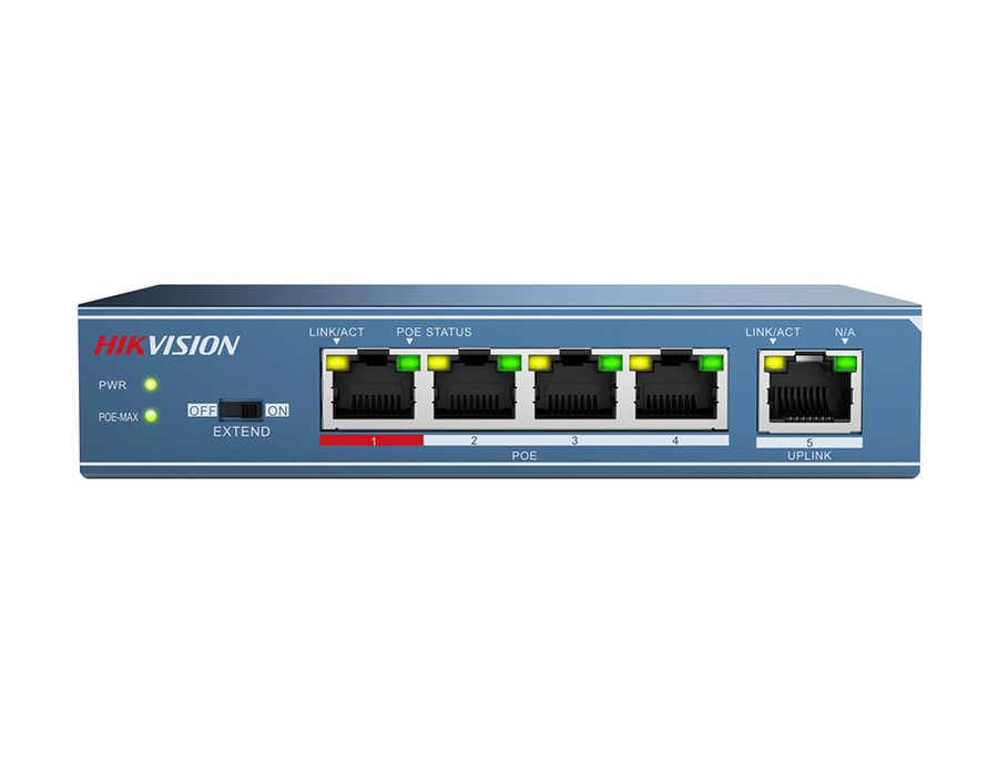 Hikvision DS-3E0105P-E/M(B) 4 Port 10/100 + 1X10/100 Up link 58W Poe Switch