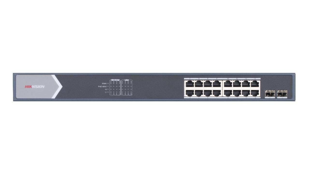 Hikvision DS-3E0518P-E/M 16 Port Gigabit + 2X1GB SFP Up link L2 Rackmount 125W Poe Switch