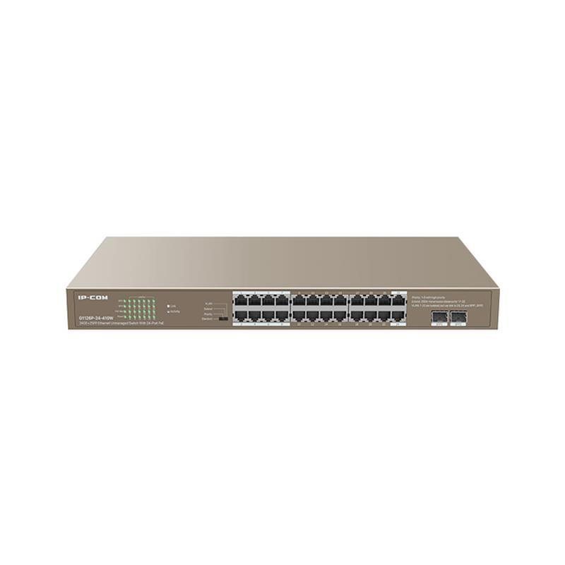 IP-COM G1126P-24-410W 24 Port Gigabit + 2X1GB SFP Up link Rackmount 370W Poe Switch