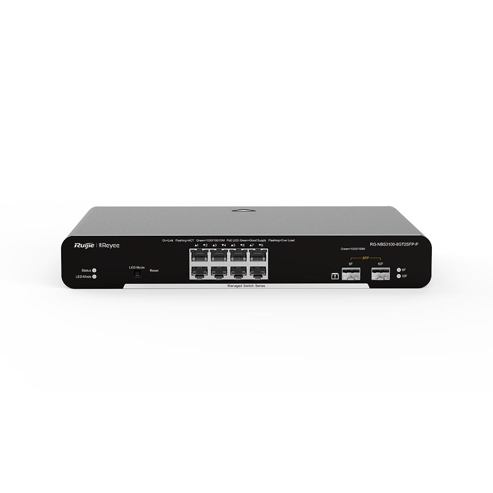 Ruijie Reyee RG-NBS3100-8GT2SFP-P 8 Port Gigabit + 2XGB SFP Up link L2 Yönetilebilir 125W Poe Switch