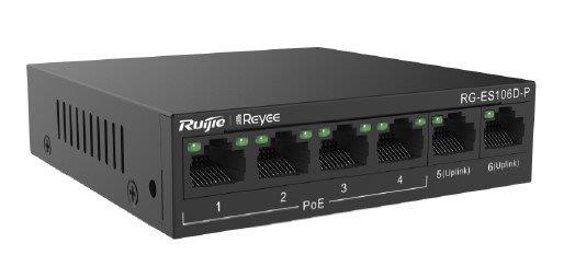 Ruijie Reyee RG-ES106D-P 4 Port 10/100 + 2X 10/100 Up link 58W Poe Switch