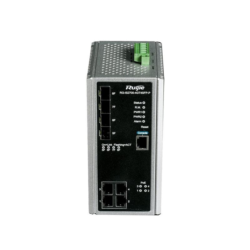 Ruijie RG-IS2700-4GT4SFP-P 4 Port Poe + 4X1GB SFP Port Endüstriyel 120W Poe Yönetilebilir Switch (Adaptörsüz)