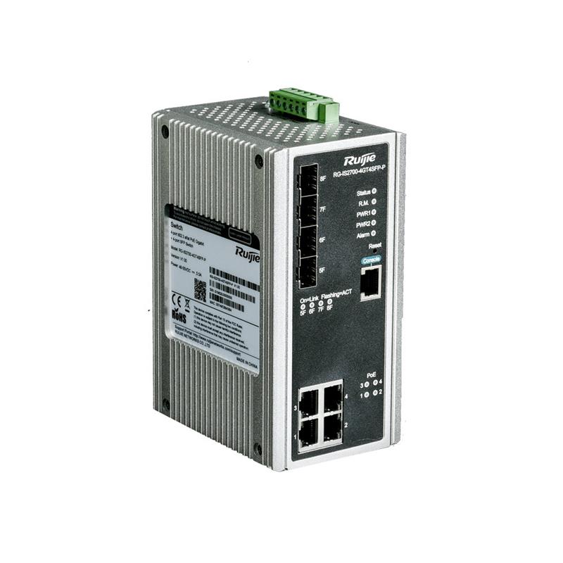 Ruijie RG-IS2700-4GT4SFP-P 4 Port Poe + 4X1GB SFP Port Endüstriyel 120W Poe Yönetilebilir Switch (Adaptörsüz)