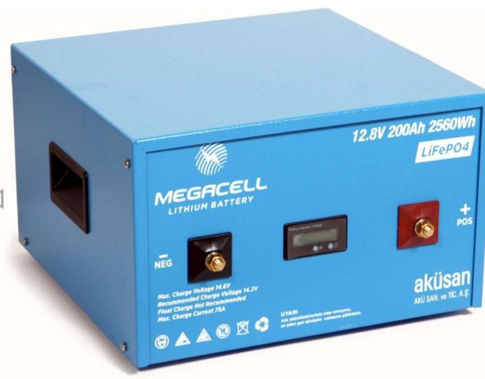 megacell 12.8 volt 200 amper Lityum / LifePo4 Akü