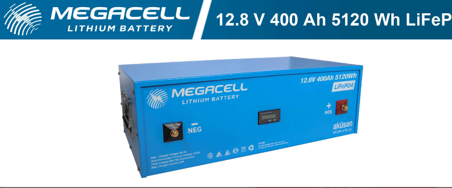 megacell 12.8 volt 400 amper Lityum / LifePo4 Akü