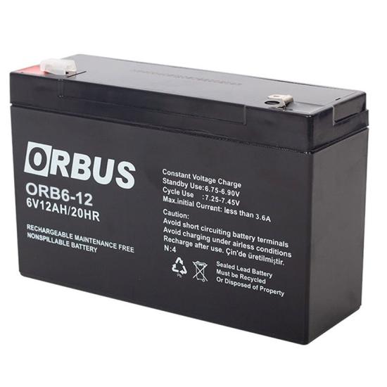 Orbus ORB6-12 6 Volt - 12 Amper Akü (150 X 50 X 94 MM)