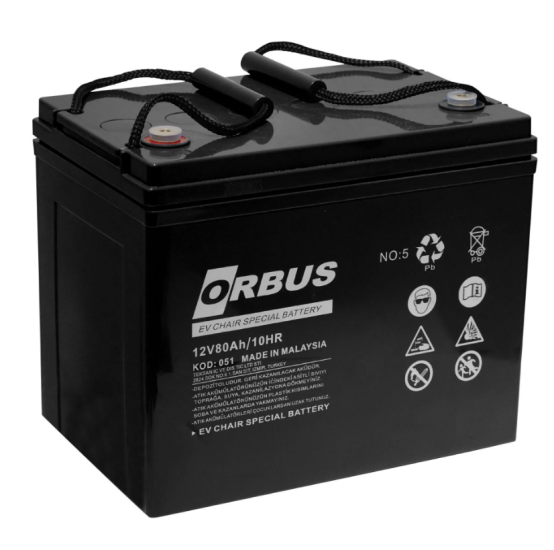 Orbus 12V 80 Ah Engelli Araç Aküsü