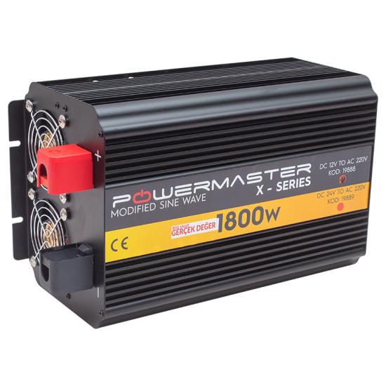 PowerMaster PWR1800-12 Çift Dijital Ekran 12 Volt - 1800 Watt Modified Sinüs Wave Inverter