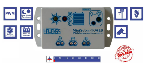 Havensis Mini Solar sarj kontrol cihazı pwm -10AES 12V 10A