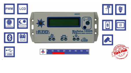 Havensis Mini Solar şarj kontrol cihazı 10ADS 12/24V 10A