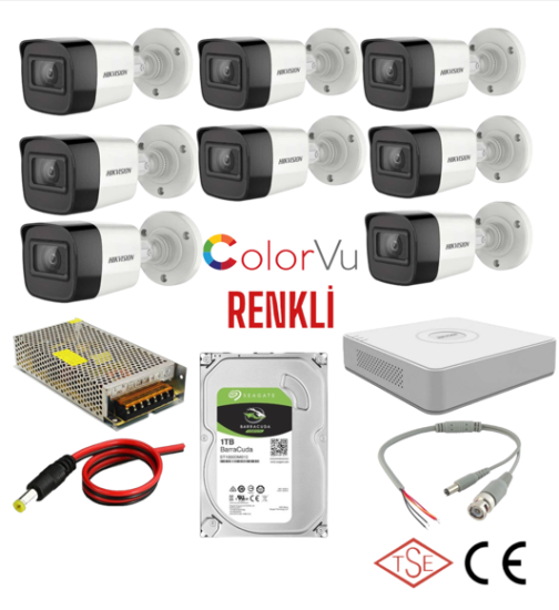 Hikvision Colorvu 7/24 Renkli 8’li Kamera Seti