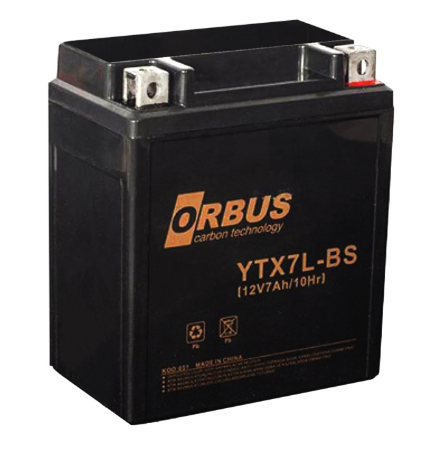 Orbus 12 volt - 7 amper asit içinde karbon motosiklet aküsü