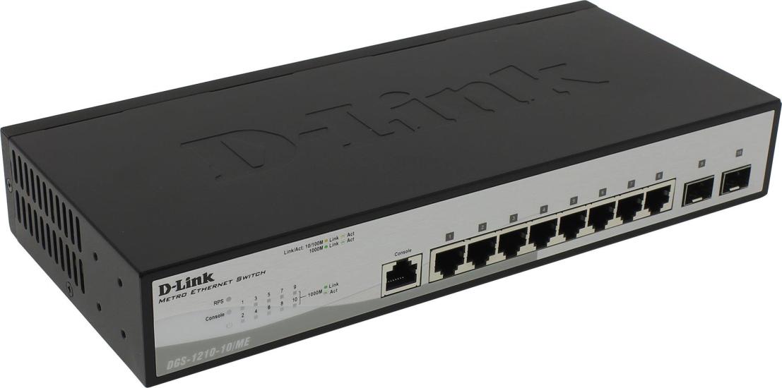 D-Link DGS-1210-10/ME/B1A 8 Port Gigabit+2X1GB SFP Up link L2 Yönetilebilir Rackmount Swtich