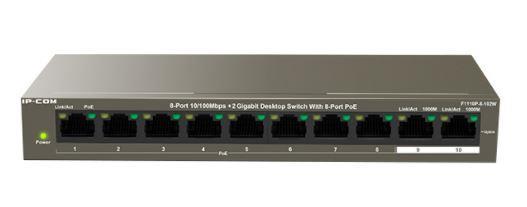 IP-Com F1110P-8-102W 8 Port 10/100 + 2X Gigabit Up link 102W 250 Metre Poe Switch