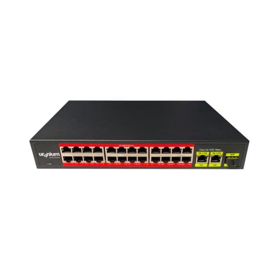 Uranium Poe-2421SFP-300W 24X10/100+2X Gigabit Up link +1XSFP 250 Metre Poe Rackmount Switch (Realtek Chipset)