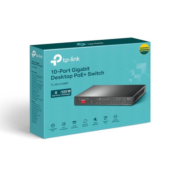 TP-LINK TL-SG1210MP 8 port gigabit + 1XRJ45/1XSFP combo desktob 123W poe switch