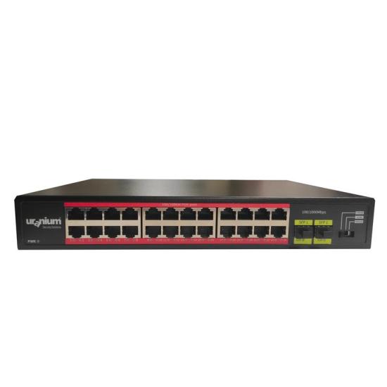 Uranium Poe-G2402SFP-300W 24 Port Gigabit+2XGB SFP Up link Rackmount Poe Switch (Realtek Chipset)