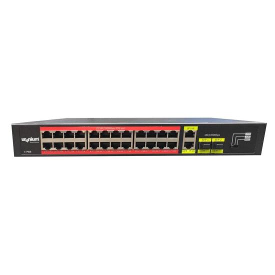 Uranium Poe-G2422SFP-300W 24 Port Gigabit + 2XGB RJ45/2XSFP Up link Rackmount Poe Switch