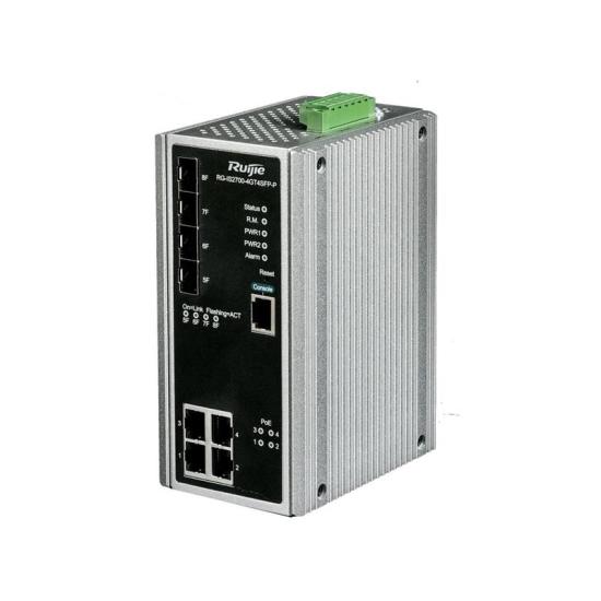 Ruijie RG-IS2700-4GT4SFP-P 4 Port Poe + 4X1GB SFP Port Endüstriyel 120W Poe Yönetilebilir Switch (Adaptörsüz)